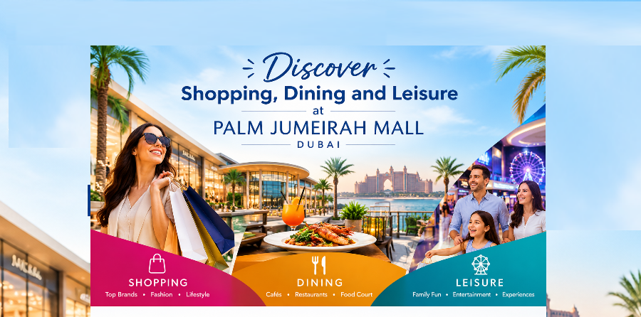 Discover shopping, dining and leisure at Palm Jumeirah Mall in Dubai. Explore fashion brands, retail stores, cafés, restaurants, gourmet dining, family entertainment and leisure experiences in a vibrant waterfront shopping destination on Palm Jumeirah, Dubai, UAE.